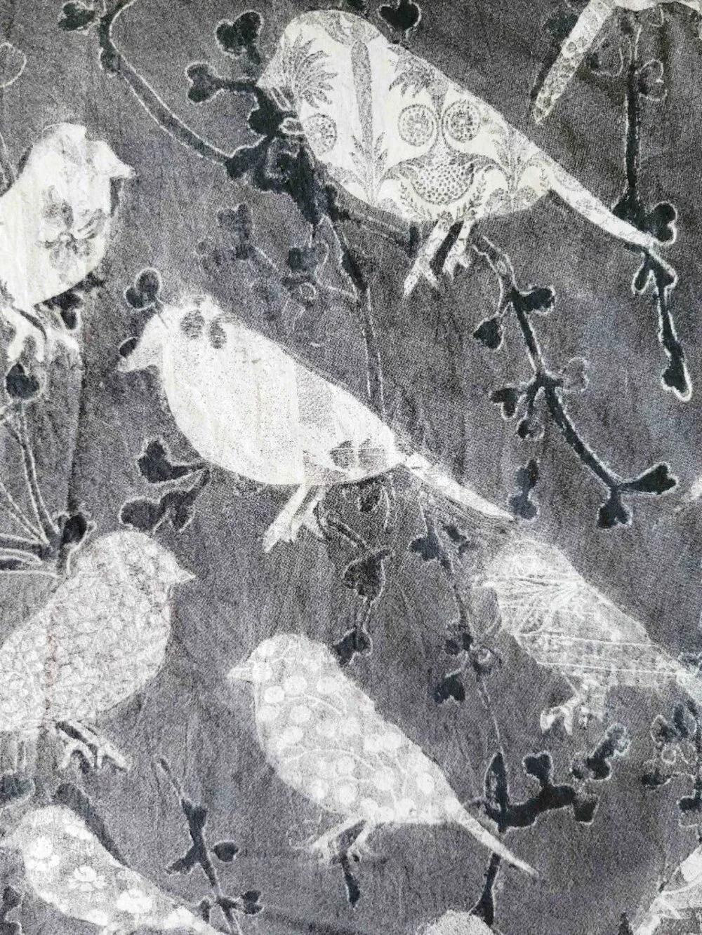 West Elm Organic Cotton Bird Collage Block Print Duvet Cover Double Sided F/Q